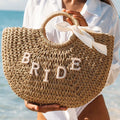 Słomkowy Koszyk Plażowy BRIDE z Wstążką